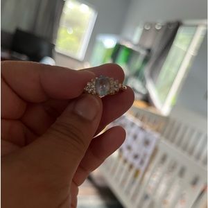 Aquamarine and cz ring